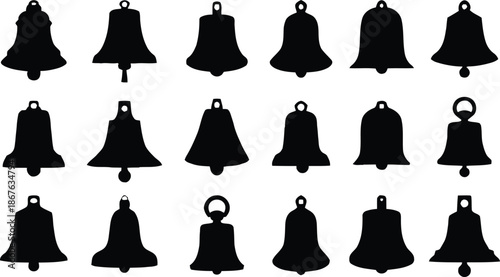 christmas, bell, silhouette, jingle bell, holiday, xmas, decoration, vector, new year, winter, season, celebration, festive, ornament, design, graphic, clipart, illustration, drawing, shape, symbol, i