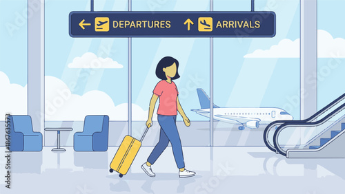 Airport Travel Departure Vector Illustration