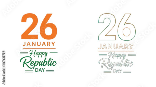 Happy republic day design elements isolated on transparent background