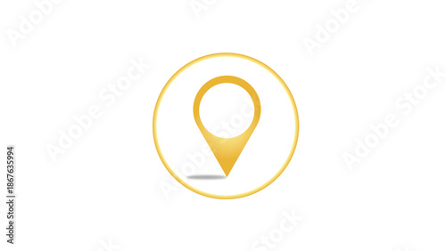 Elegant Gold Location Pin Icon Enclosed in a Circle for Premium Navigation and Map Interface Design