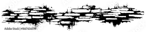 Grunge brick wall texture with black ink splatter details