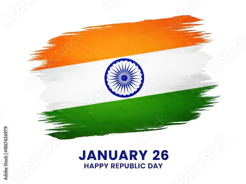 Indian republic day banner with flag colors isolated on transparent background