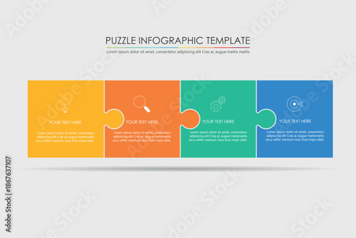 puzzle infographic design with 4 step, graph to describe the steps