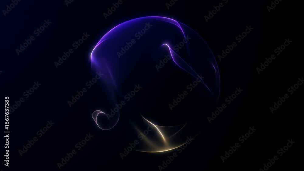 Obraz premium Flowing blue and yellow gradient orb with soft glowing light. Abstract digital sphere with smooth energy lines.