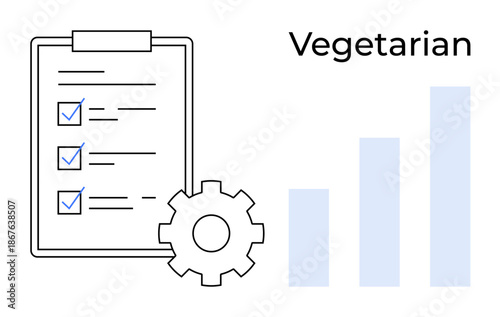 Vegetarian concept. Vegetarian meal planning with checklist organization. Vegetarian growth trends through graphs. For nutrition, health, lifestyle, and diet analysis