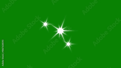 Doodle style twinkle stars animation. white cartoon blinking stars, flat, vector, doodles style stars blinking effects with Alpha Channel. deep glowing light with doodle stars on green screen.4