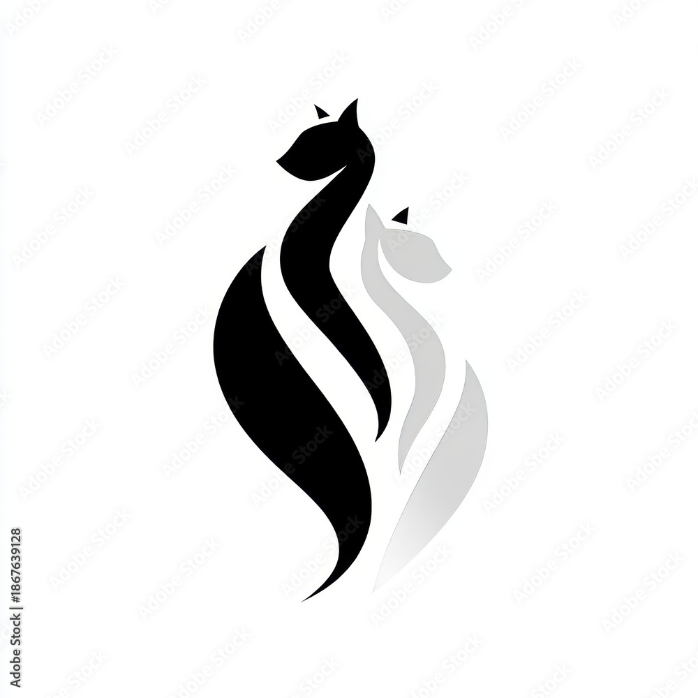 Fototapeta premium cat black and white vector icon