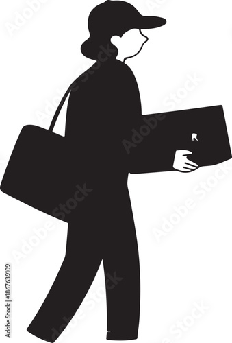 Courier delivering letter to customer in modern exchange