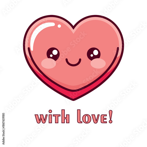 Cute Kawaii Heart Sticker for Valentine’s Day