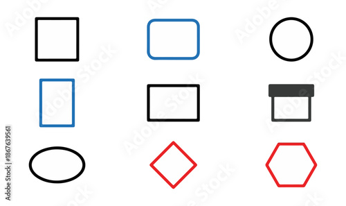 Geometric shapes arrayed on dark background