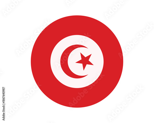 Circular flat vector icon of Tunisia national flag symbol with red ring crescent and star isolated on white background Free Download Circular flat vector icon of Tunisia national flag symbol with red ring crescent and star isolated on white background - GFXLoad