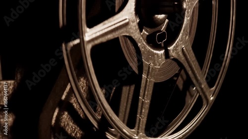 4K Vintage Film Reel: Spinning/Projector