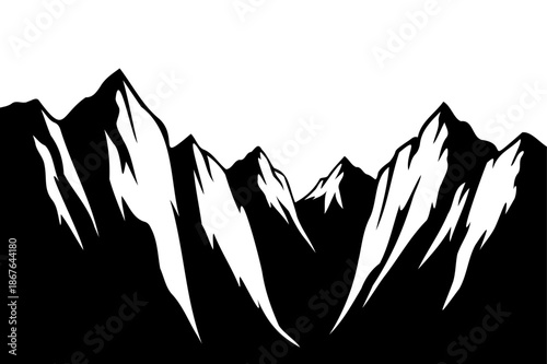 Bild auf Leinwand Dramatic black and white mountain peaks with high contrast
