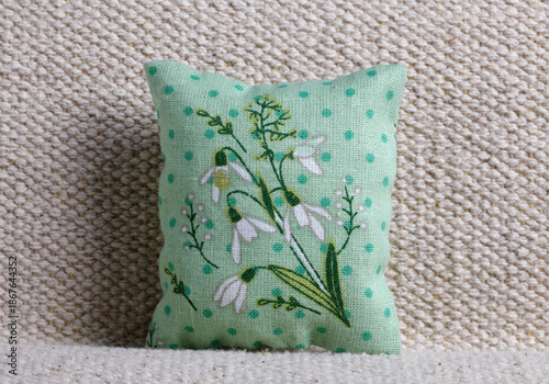 Cushion with snowdroops