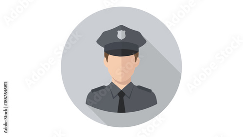 Police Officer Professional Avatar Icon in Flat Design Style