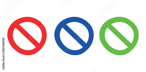 Colored Prohibition Icons For Rules And Warnings