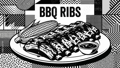 American barbecue ribs served with corn and sauce, highlighting classic backyard grilling culture