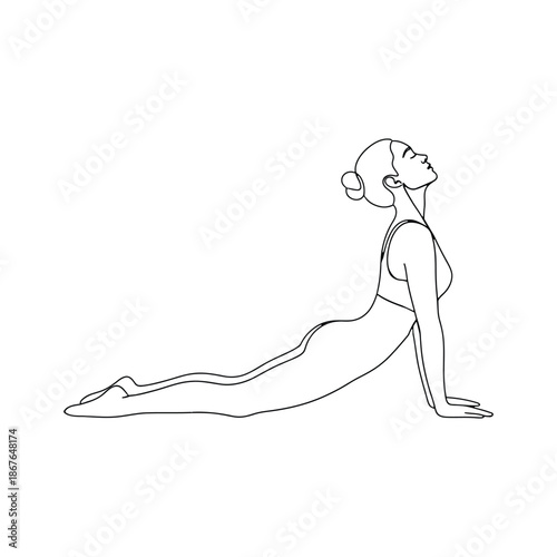 Woman in cobra pose yoga line bhujangasana female d