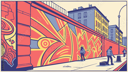 Urban Youth Culture Street Art Graffiti Wall Scene for City Lifestyle Advertising and Youth Brand Campaigns