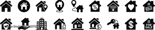 house, home, real, estate, icon, set, property, business, sale, rent, sold, marketing, agency, mortgage, financial, insurance, security, building, apartment, vector, key, location, marker, wifi, smart