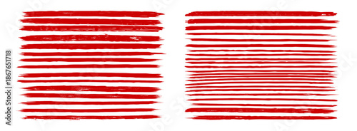 Japanese red ink brushstroke vector pack paint strips, circles, frames and texture highlights.