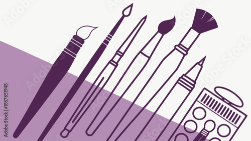 Art Supplies Icon Set for Beauty Makeup Design Hobby Crafting Projects Creative Illustration Background