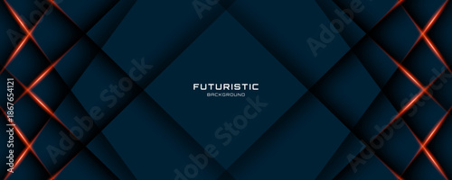 3D blue abstract background overlap layer on dark space with glowing polygon effect decoration. Modern graphic design element cutout style concept for web banner, art, flyer, card, or brochure cover