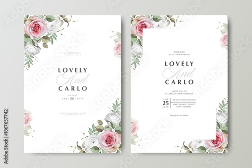 wreath roses flower wedding invitation card

