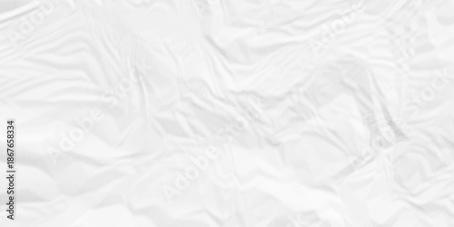 Abstract White wave paper crumpled texture. panorama white paper texture background. Old paper background ripple soft white pattern rough crumple. Crushed and creased soft paper. 