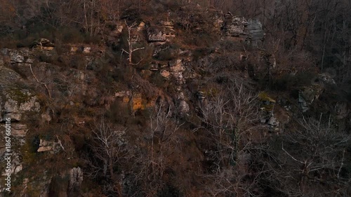 Mystic autumn aerial - forest and hills drone footage