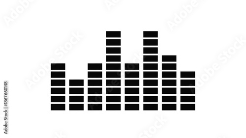 A simple black and white visual representation of an audio equalizer display