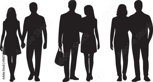 Silhouettes of Couples Walking Together