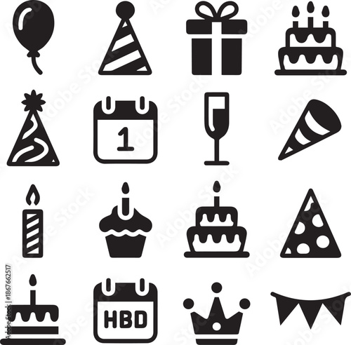 Celebration Icons Set for Birthday Party