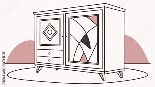 Mid-Century Modern White Armoire Cabinet for Home Decor Interior Design or Furniture E-commerce Web Banner