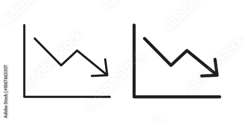 Arrow trend-down icons for web and mobile UI design. Glyph vector with editable stroke