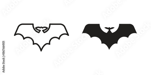 Bat icons for web and mobile UI design. Glyph vector with editable stroke