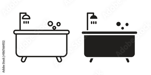 Bath icons for web and mobile UI design. Glyph vector with editable stroke