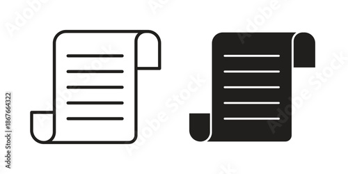 Bill icons for web and mobile UI design. Glyph vector with editable stroke