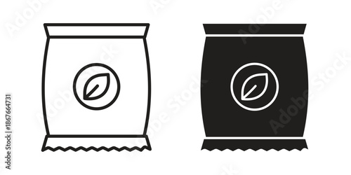 Bag seedling icons for web and mobile UI design. Glyph vector with editable stroke