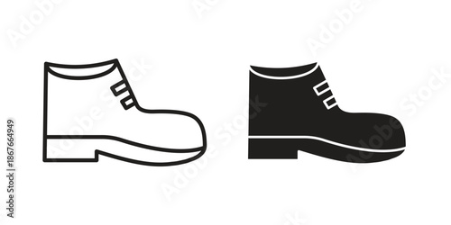 Boot icons for web and mobile UI design. Glyph vector with editable stroke