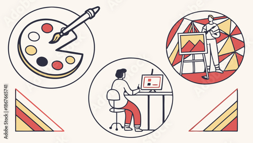 Creative Professionals Designing Digital Art and Painting Illustrations for Web Design and Visual Branding Projects