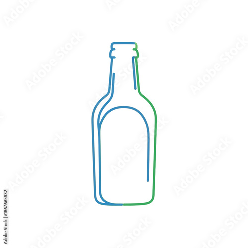 Minimalist outline bottle, clean design, customizable label, beverage container, isolated graphic