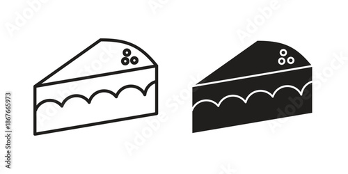Cake-slice icons for web and mobile UI design. Glyph vector with editable stroke