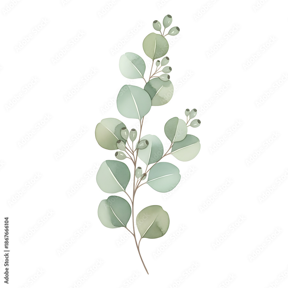 Obraz premium Watercolor Eucalyptus Branch PNG