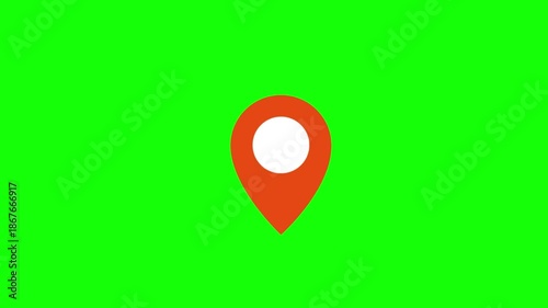 Location map pin pointer red icon 2d marker navigation symbol on transparent background.