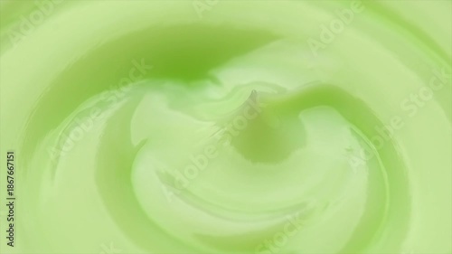 Cream texture, natural cosmetics, face, body green moisturizing cream, skin care, hydrating hair vegan mask background, aloe vera cosmetic product backdrop, top view, from above, rotating, slow motion