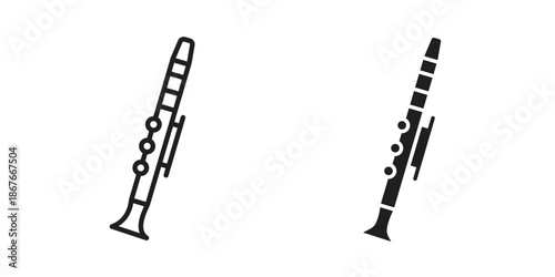 Clarinet icons for web and mobile UI design. Glyph vector with editable stroke