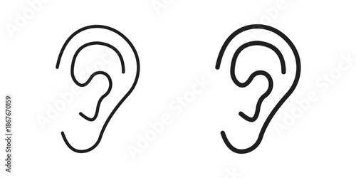 Ear icons for web and mobile UI design. Glyph vector with editable stroke