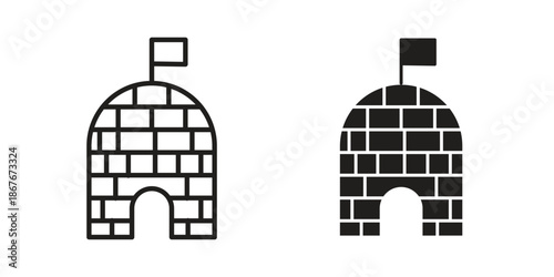 Igloo icons for web and mobile UI design. Glyph vector with editable stroke