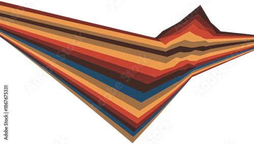 Abstract geometric layered shape with earth tones. Flat design mountain landscape or geological strata vector illustration